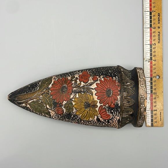 Vintage Japan Tokanabe Ceramic Floral Wall Hanging Plaque Pocket Art Deco - Picture 9 of 11